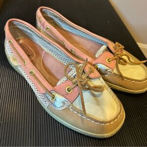 Sperry Pink and Tan Boat Shoes